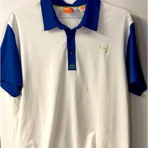Men's puma golf shirt size XL Great condition white and blue